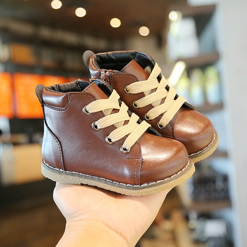 Kinder martin boots jongens enkel leren laarzen meisjes schoenen kinderlaarzen maat 21-30 smg 139: Smg 139 bruin / Cn 22 binnenzool 14cm