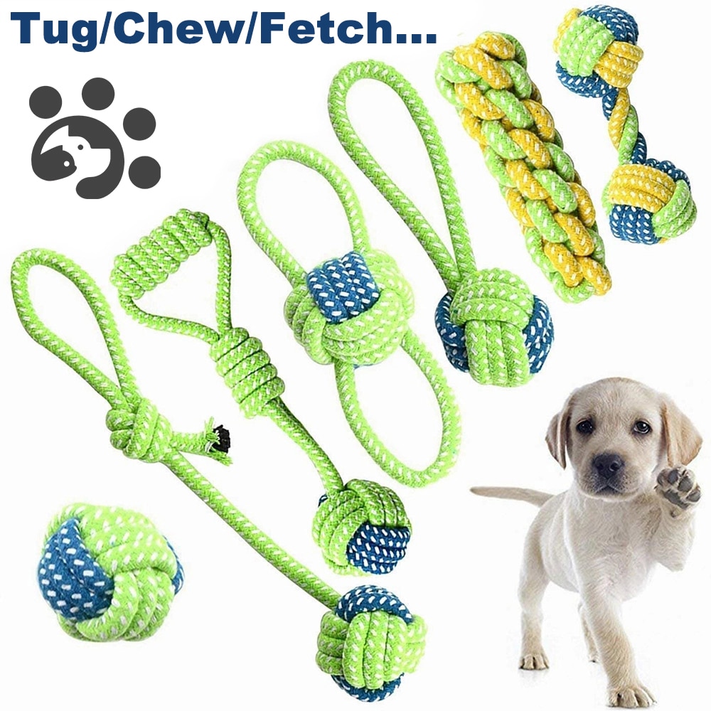 Juguete de cuerda para perros pequeños y medianos, pelota de entrenamiento al aire libre para limpieza de dientes, juguete interactivo con nudo, TY0078