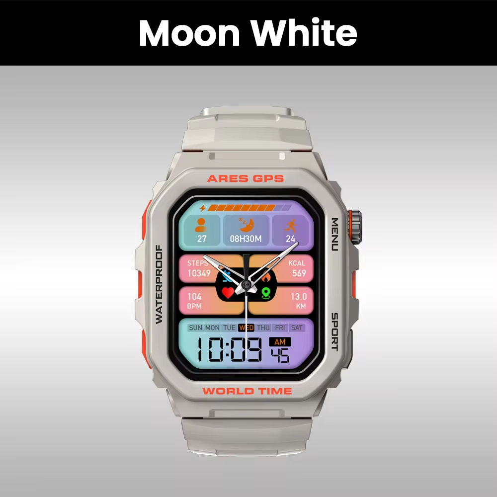 [Première mondiale] Zeblaze-Montre intelligente GPS Ares, GPS, Alexa intégré, appels Bluetooth, fréquence cardiaque et Spo2, santé du sommeil, WR3iko: WHITE