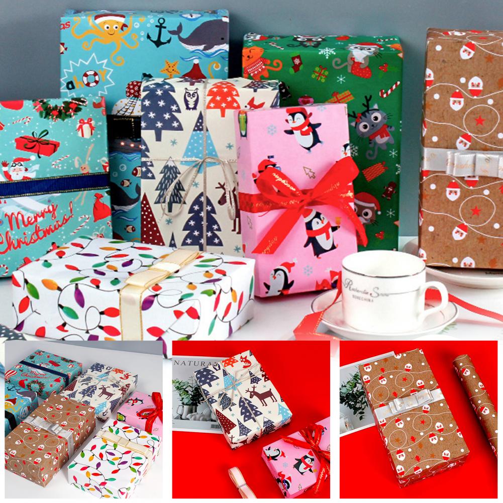 Portable 10Pcs Good Xmas Themed Candy Wrapping Paper 7 Styles Wrapping Paper Eco-friendly for Dorm