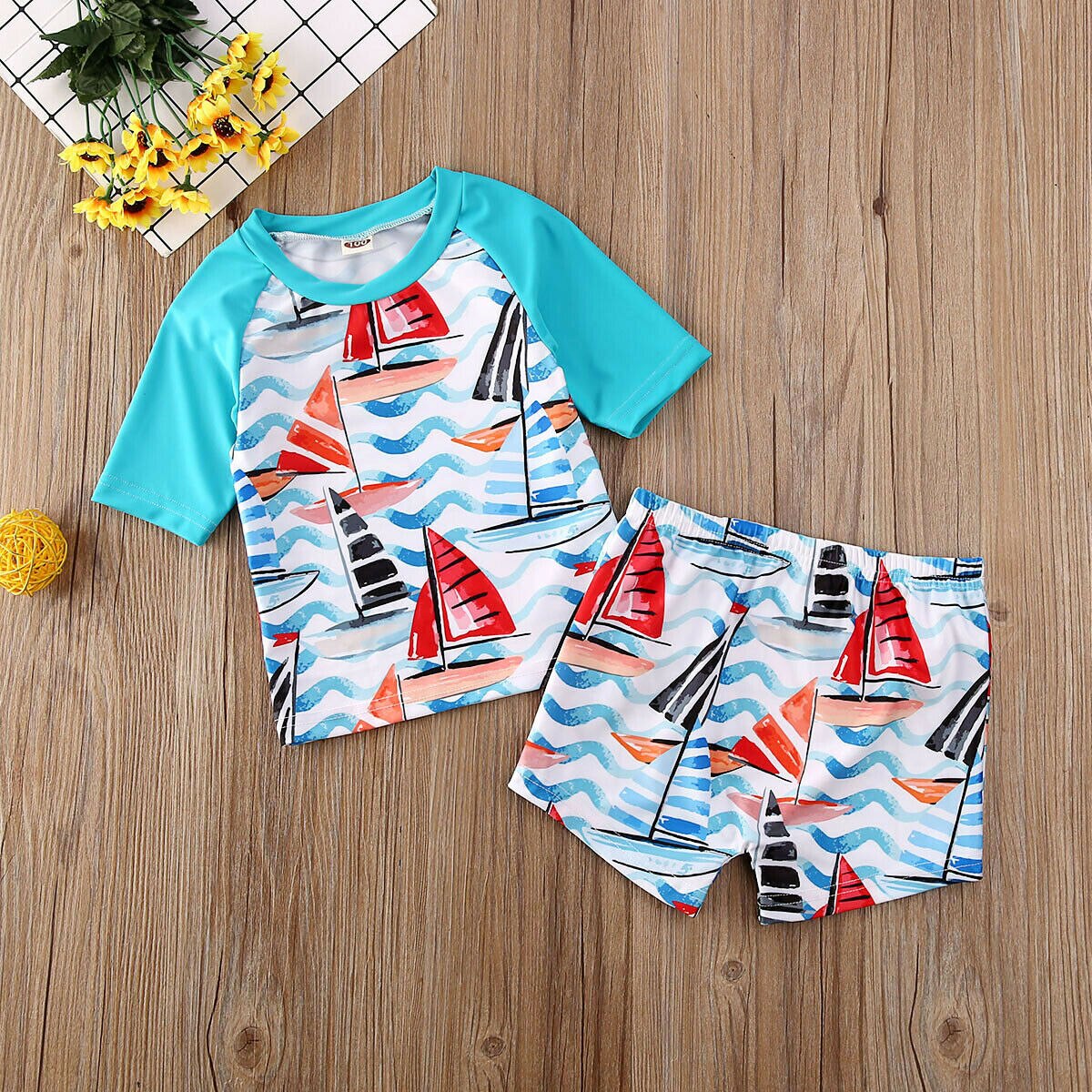 Pudcoco Zomer Jongen Baby Badmode 2 STUKS Set Zwemmen Pak Baby Peuter Badmode Kinderen Strand Baden Kleding: A / 1 to 2 Years