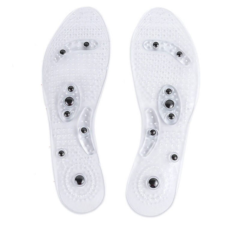1 pair Magnetic Therapy Slimming Insoles Foot Patch Cushion Shoe Insole Gel Pad Acupressure Slimming Insoles Foot Care Insert: White / 27cm(EU40-44)