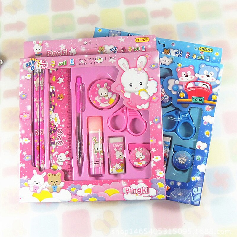 1 set of mathematical drawing set portable stationery box painting supplies 9 sets of office and learning tools