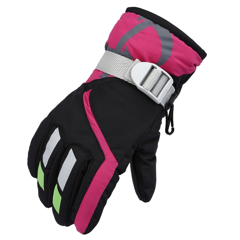 Children's Outdoor Skiing Riding Gloves Winter Thickening Warm Hiking Waterproof Non-Slip Windproof Snow Gloves: BK