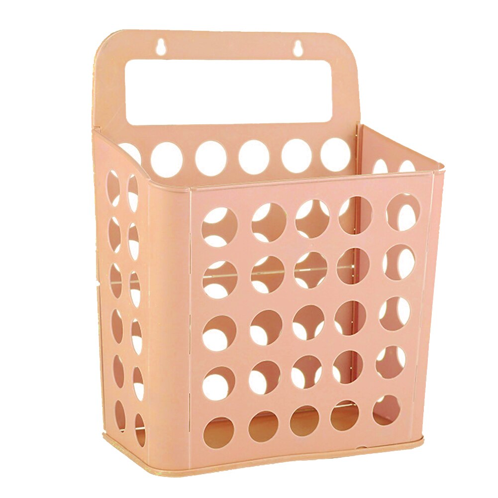 Sundries Laundry Basket Wall Mounted Foldable Organizer Living Room Household Storage Plastic Solid With Handles Container: Beige