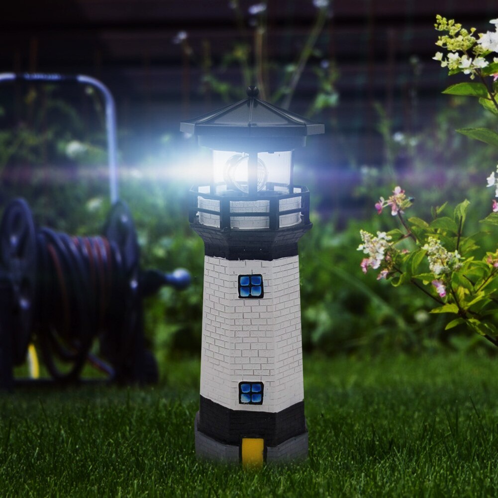 Phare forme solaire lumière LED jardin clôture cour décoration extérieure capteur intelligent balise lampe rotative