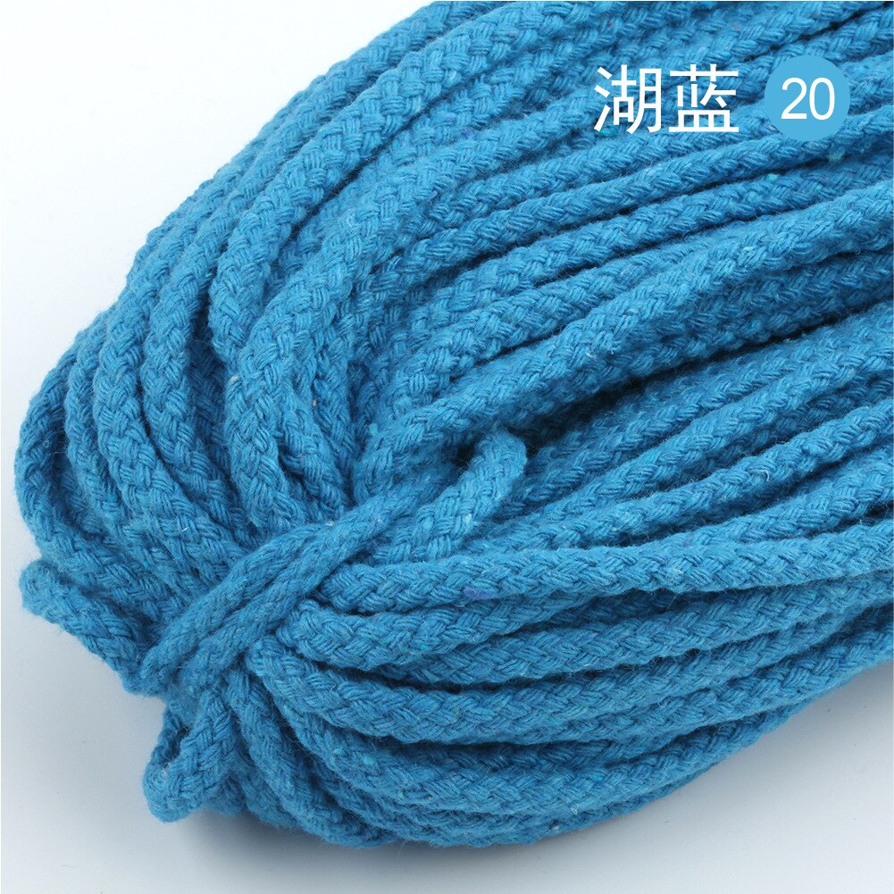 10Yards 5Mm Gekleurde Twisted Cord Touw 100% Katoenen Touw Cords Craft Decoratieve Twisted Diy Handgemaakte Tas Trekkoord Accessoires: Lake blue