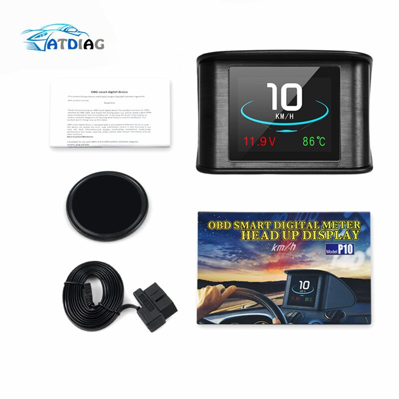 P10 hud auton ajotietokone auton digitaalinen gps obd ajo head up näyttö nopeusmittari jäähdytysnesteen lämpötilan diagnostiikkatyökalu