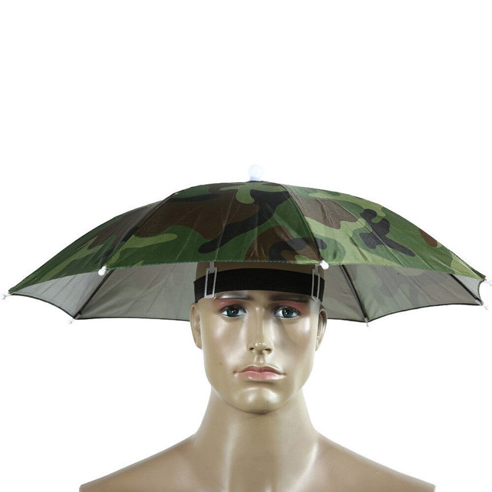 Digital Camo gorra para senderismo y pesca paraguas lluvia mujeres uv paraguas para mujeres al aire libre plegable sombrillas para la cabeza: Camouflage