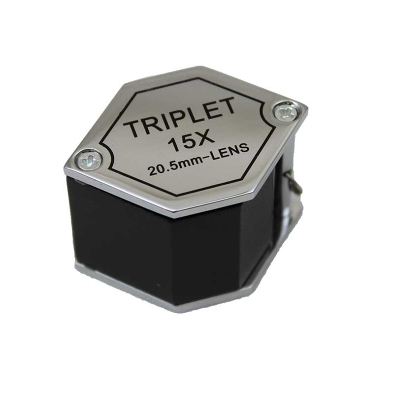 Triplet Hexagon Loupe 10X 15X 20X Magnifying Glass 20.5mm Lens Jeweler Eye Loupes: black