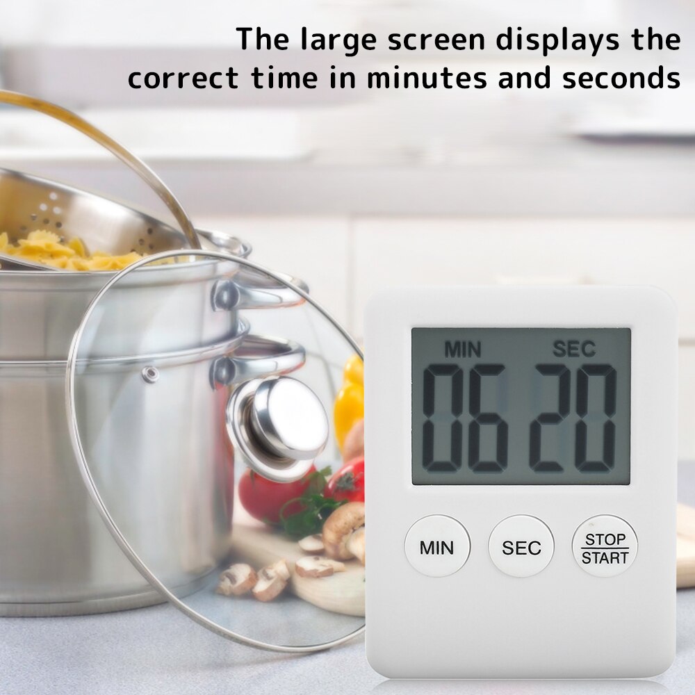 2PC Super Thin Digital Kitchen Timer LCD Digital Display Kitchen Timer Square Countdown Alarm Magnet Clock Stopwatch Clock Timer