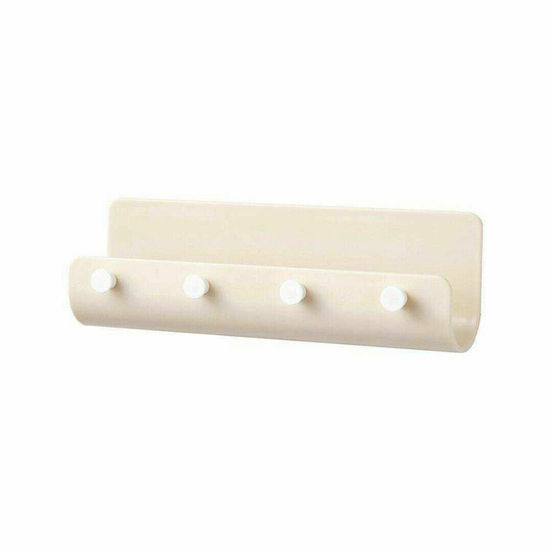 Colgador de pared sin agujeros, 4 ganchos, soporte de almacenamiento adhesivo sin clavos, colgador de llaves, organizador de correos, caja de letras, puerta de correo: Beige