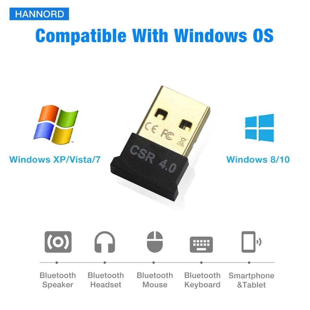 Hannord Bluetooth Adapter Wireless USB Bluetooth Transmitter V4.0 Bluetooth Dongle Music Receiver for PC Keyboard Mouse Headset