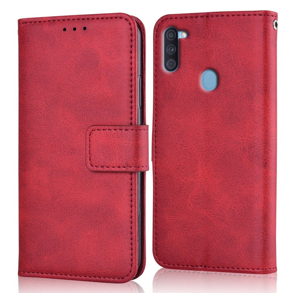 Voor op samsung galaxy  m11 hoesje cover voor samsung galaxy  m11 coque portemonnee leren hoesje voor samsung  m11 hoesje: Niu-rood