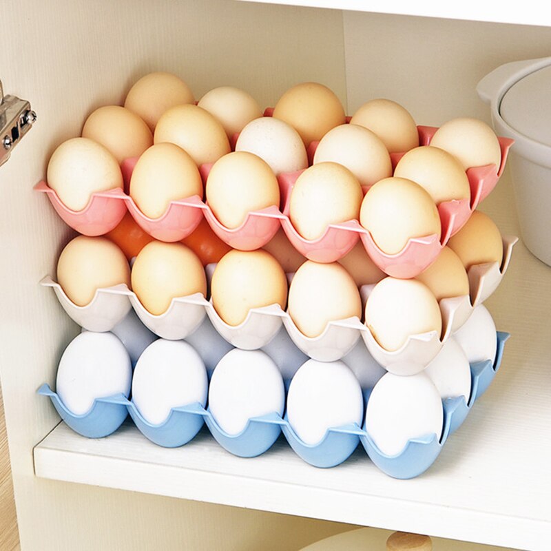 1PCS Kitchen Egg Storage Box Storage Box Refrigerator Storage Eggs 15 Grid Plastic Can Be Superimposed Egg Storage Box TSLM1
