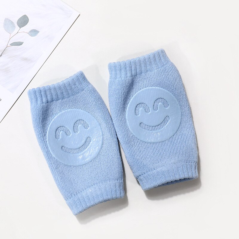 Mädchen Jungen Baumwolle/Spandex Knie Pads 1 Paar Kleinkind Crawl Schutz Baby Ellenbogen Socken Infant Zubehör Lächeln Muster Atmungs: Blau