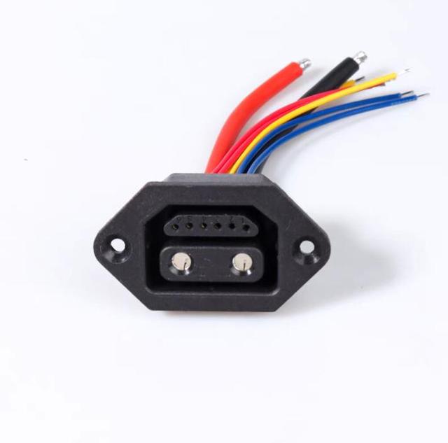 2+6 Electric Vehicle Battery Plug Socket with Wire 8Pin E-bike Lithium Charging Connector Charging Interface Replacement Adapter: Beige