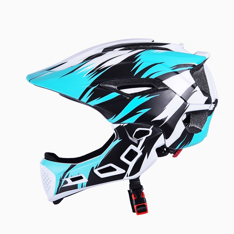 Kids Fietsen Helm Volledige Gezicht Afneembare Kinderen Helm Mtb Downhill Fiets Helm Capacete Ciclismo Fiets Apparatuur: Blue white