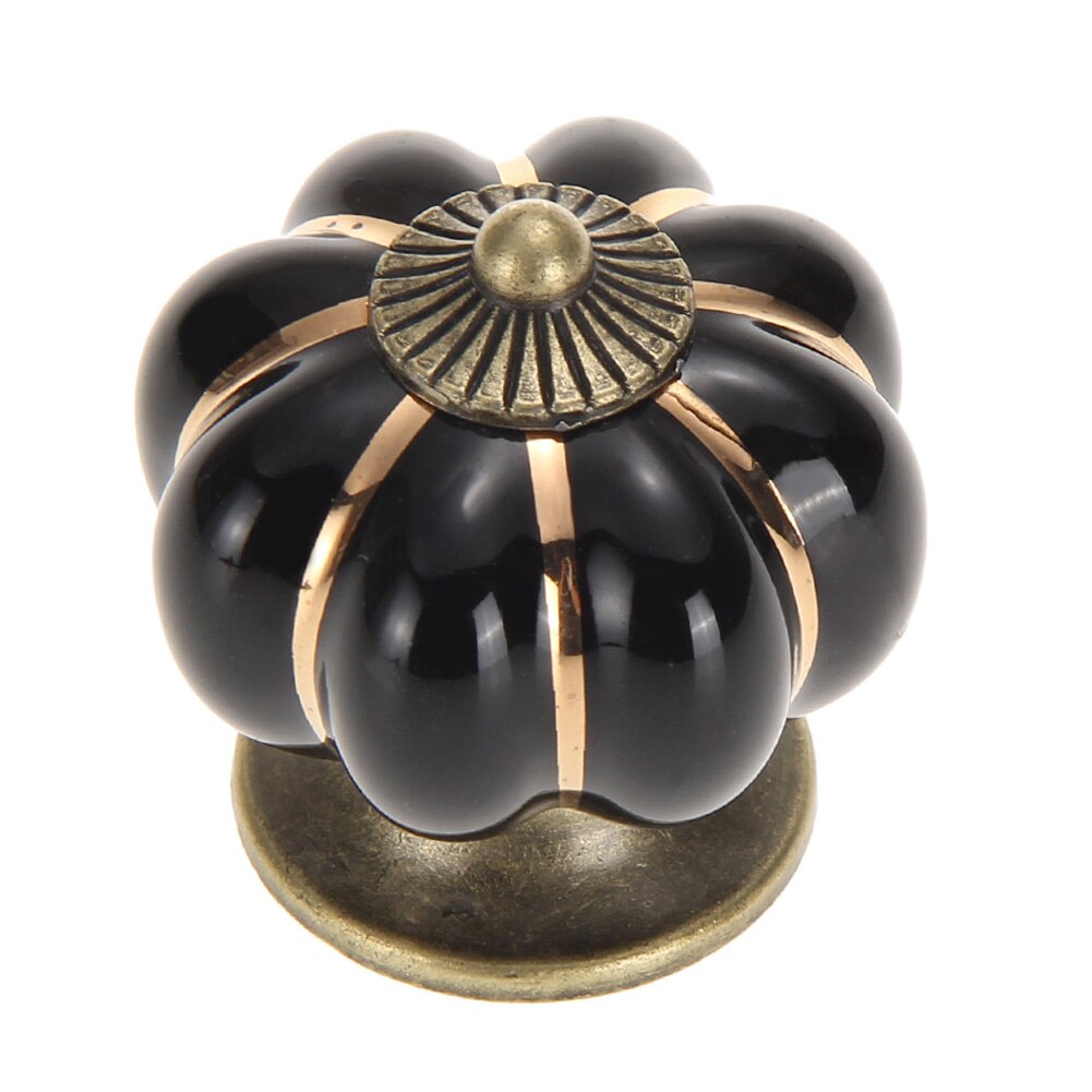 Keenkee Pompoen Keramische Keukenkast Knoppen Voor Dressoir Bureau Lade Kasten Deuren Meubels Pull Handvat Voor Deur: Black