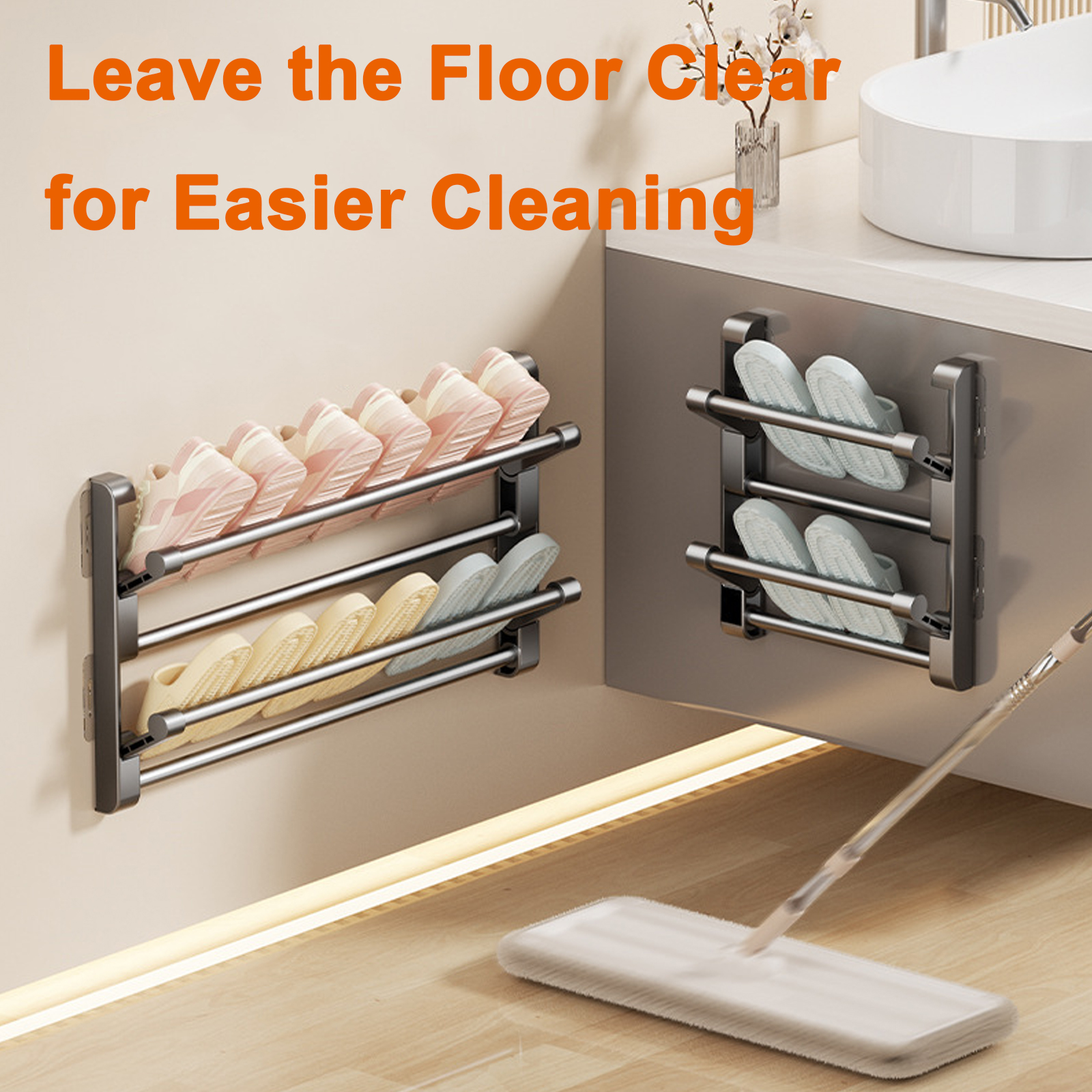 Eenvoudig schoenenrek Aan de muur gemonteerde badkamerslippers Haakhouder Schoenen Slipper Afvoeropslag Droogrek Schoenenorganizer Hanger