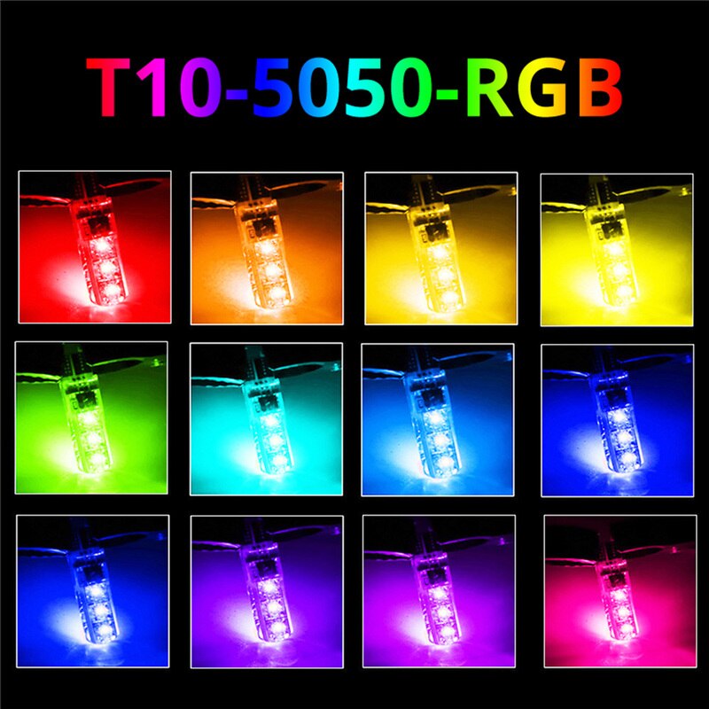 Led Auto Auto Breedte Lampen Met Usb Draadloze Afstandsbediening Kleurrijke Geleidelijke Veranderingen T10-5050-6smd Siliconen Rgb Signaal Lamp