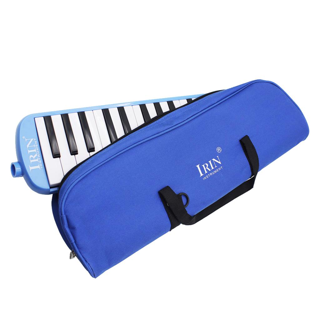 Mélodica 32 Touches Portable - Bleu - Avec Embouchures Et Sac De Transport - Pour Débutants Et Enfants