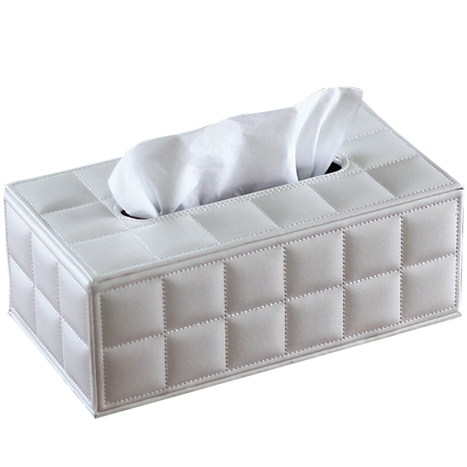 Behogar ansigtsvævsdæksel pu læder hotel bil rektangel container håndklæde serviet serviet taskeholder hjemmekontorartikler: Hvid