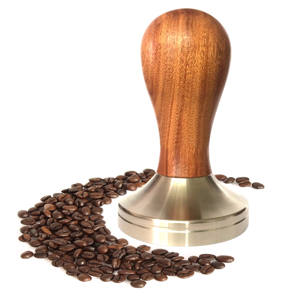 Houten Espresso Koffie Tamper 51 Mm/58 Mm Rvs Flat Base OCT998