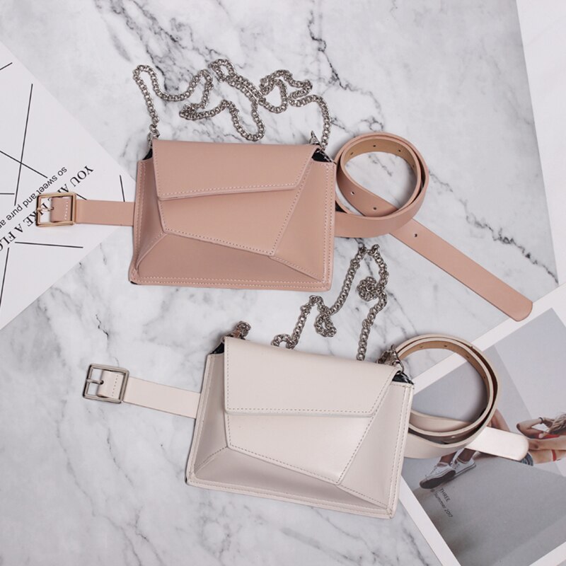 [eam] bauchtasche aus pu-leder mit einsätzen, damen-charakter, lässig, vielseitig kombinierbar, crossbody, frühling/sommer, Trend 18 a 5852