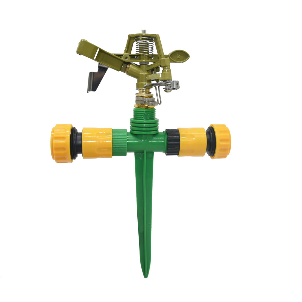 Aspersores rotativos de Metal para césped y jardín, rociador automático de 360 grados para granja, agua de riego con soporte de boquilla: J