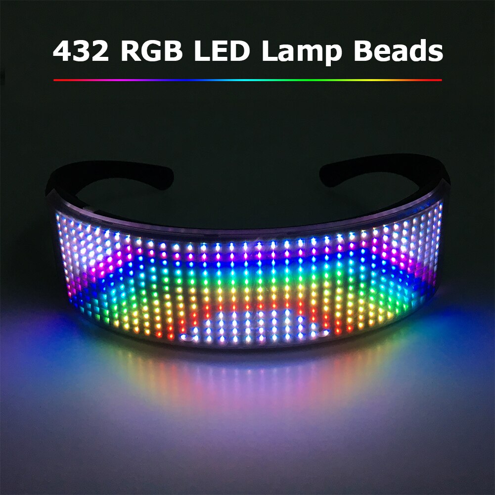 Bluetooth LED Glasses APP Control Luminous Full Color Glasses Rechargeable DIY Edit Christmas Birthday Party Shinning Glasses