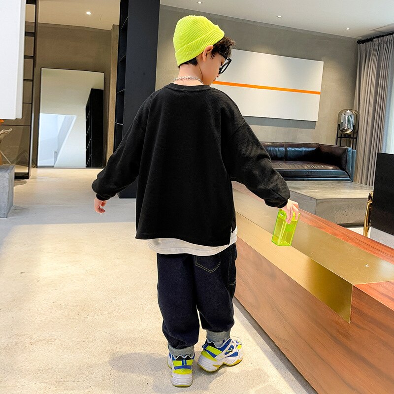 Sudadera de algodón para niños, ropa de manga larga, estilo informal coreano, 4, 6, 8, 10, 12, 13, 14 años, novedad de Primavera de 2022