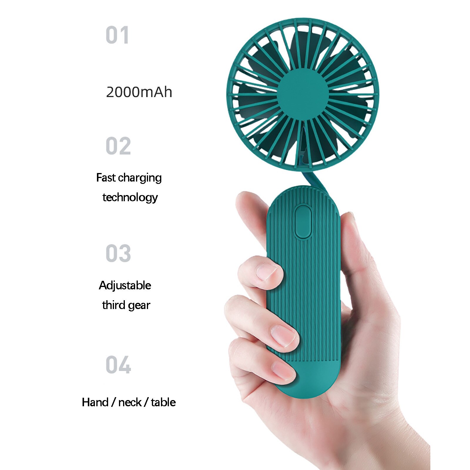 Bureau Fans Oplaadbare Handheld Usb Ventilator Met Sterke Wind Mini Mute Draagbare Elektrische Ventilator Handheld Luchtkoeler Conditioner