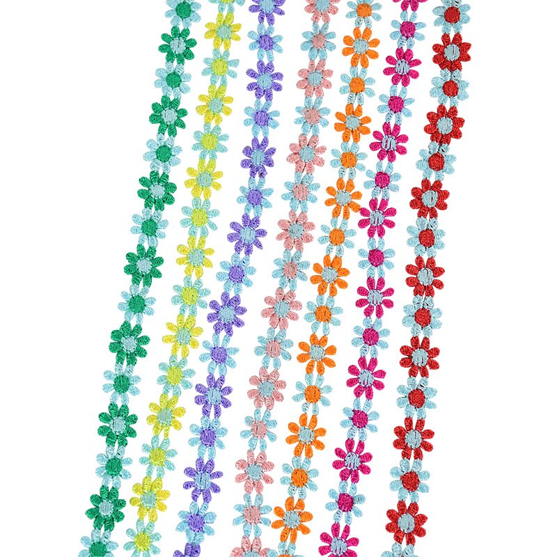 3 yards 12mm broderi lille marguerit bånd rulle polyester blomst blonder stof trim til gør-det-selv tøj syning håndværk tilbehør levering