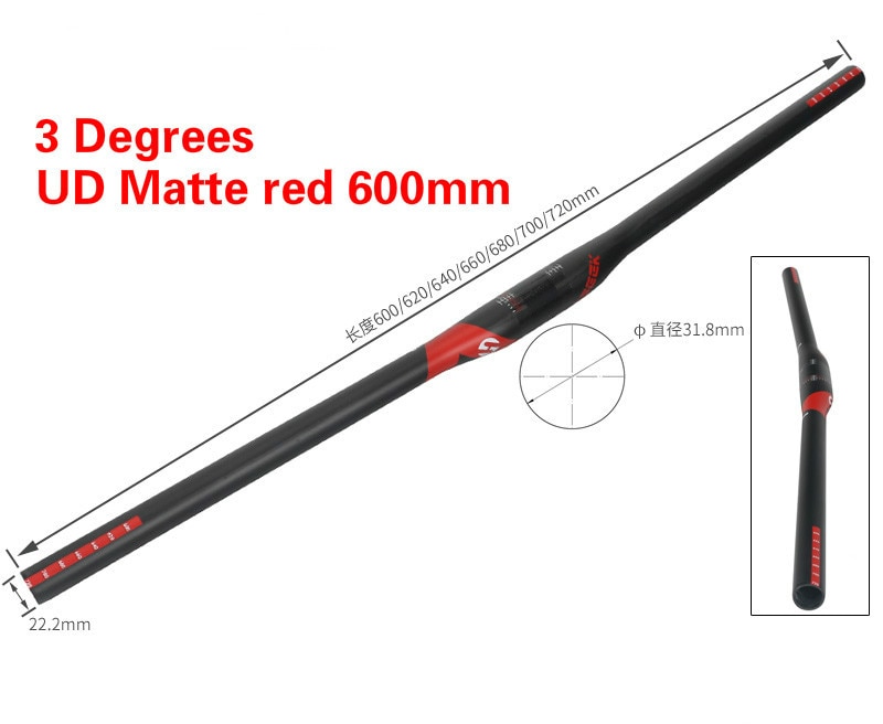 Toseek Full Carbon Fiber Fietsstuur Moutain Fiets Stuur Mtb 3/9 Graden Plat/Stijgen Stuur Fietsonderdelen