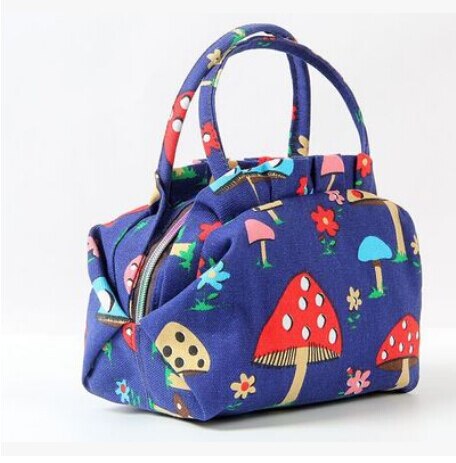 Lonchera de lona a la para mujer, bolsa con cierre Floral, portátil, para Picnic, trabajo escolar, bolsa de Almuerzo: 4