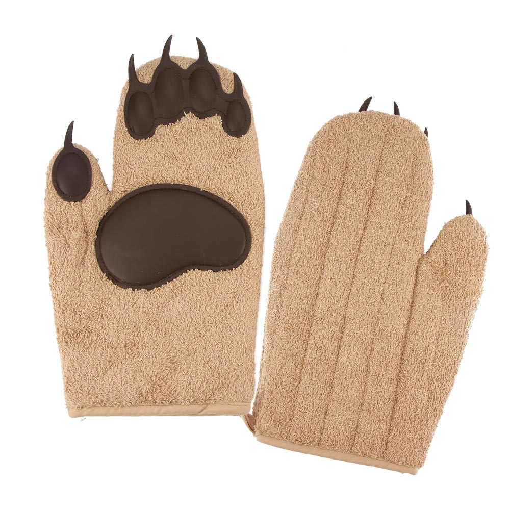 Polar bear hands Oven Mitts Silicone Anti-Scald Gloves Heat Resistant Thicken Heat Insulation Gloves Kitchen Microwave Baking: A pair of brown