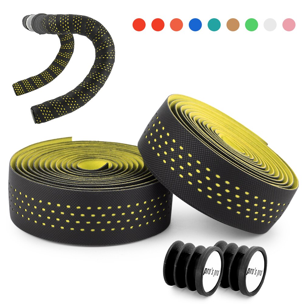 Zachte Racefiets Fietsstuur Tape Kurk Eva Pu Handvat Bar Tape Professionele Fietsen Demping Anti-Vibratie wrap: Yellow