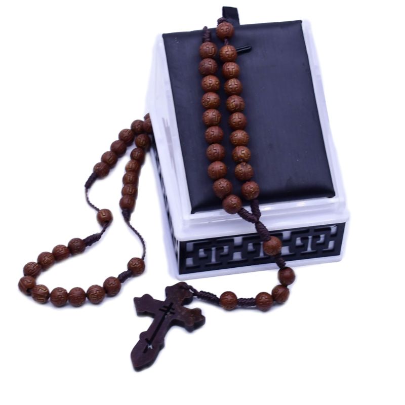 Collier chapelet catholique artisanal pour hommes | Collier perlé, pendentif, chaîne religieuse, breloque 831B