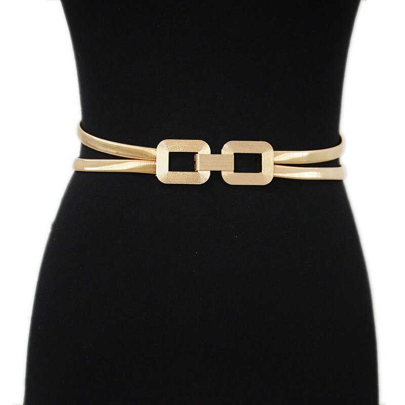 Vintage metalen elastische riemen voor vrouwen gouden jurk decor taille riem meisjes skinny taille ketting vrouwelijke riem (maat: XS 65-90cm, kleur: goud