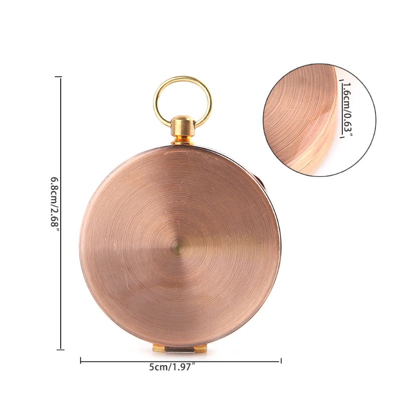 Vintage Copper Flip Cover Metal Pocket Watch Compass Camping Hiking Boating Nautical Marine Survival Compass