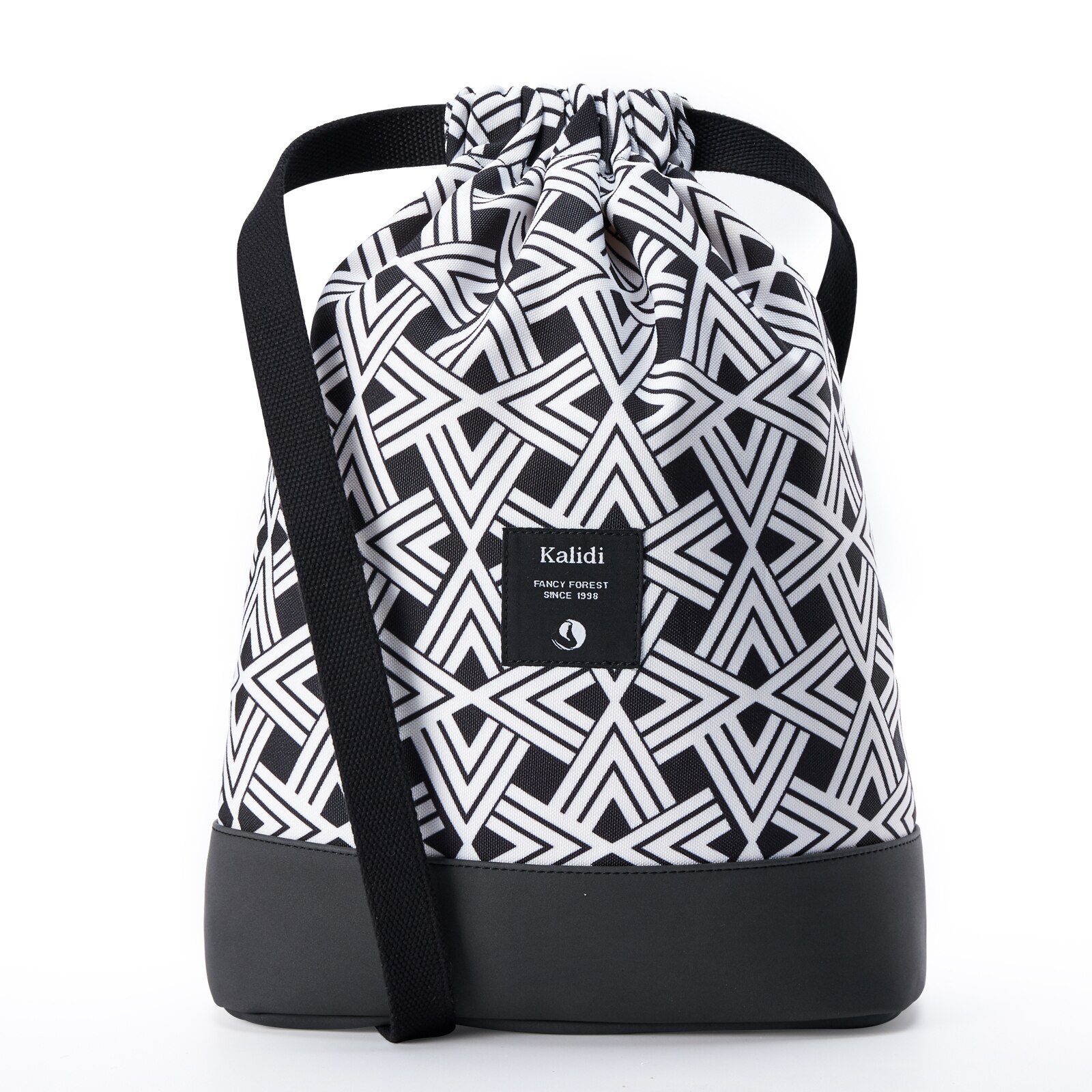KALIDI Bag Backpack Drawstring Daypack Gymsack Gym Bag Sports Bag for Women &amp; Men with Inner Pocket 11 Liters Travel and City: Black triangle