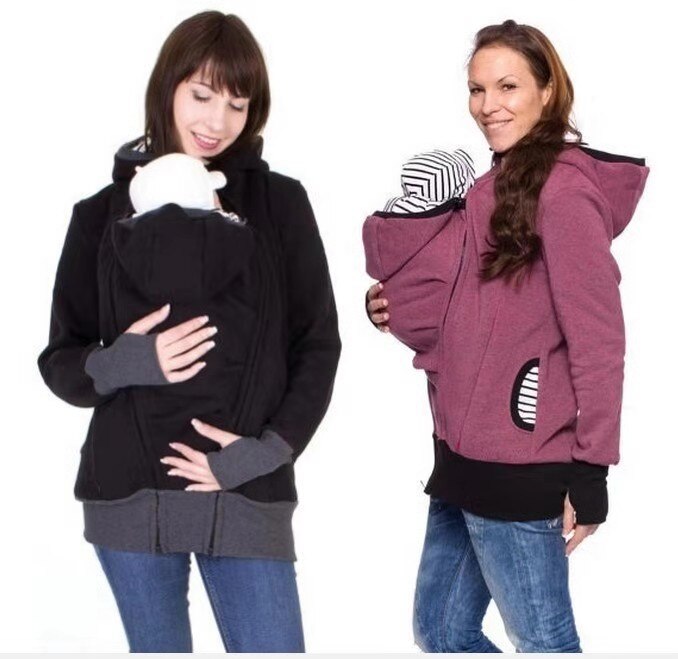 Vrouwen Moederschap Uitloper Baby Pouch Carrier Verpleging Hoodie Kangoeroe Rits Voor Zwangerschap Jas Vrouwen Borstvoeding Hooded Tops