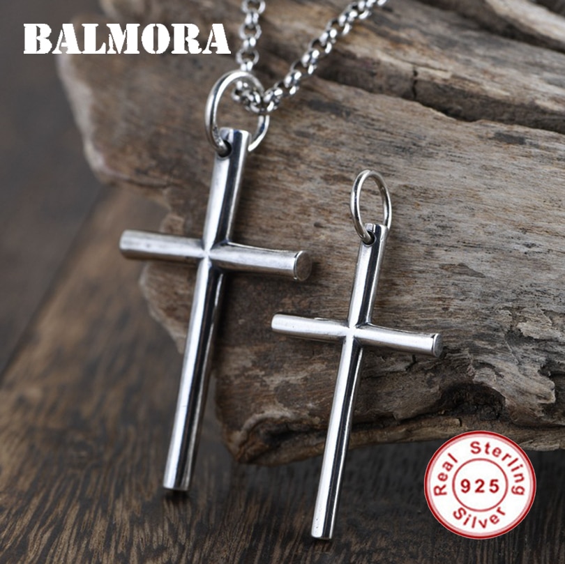 Balmora Originele 100% 925 Puur Zilveren Kruis Hangers Voor Vrouwen Mannen Vintage Jezus Christus Hanger Charm Sieraden Zonder Ketting