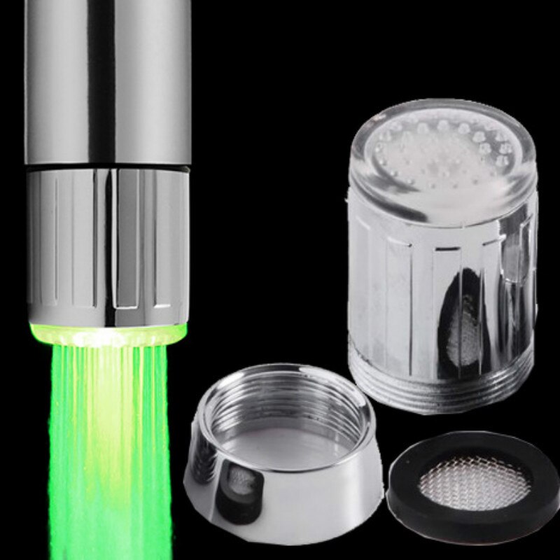 3-Color Changing Luminous Light-up LED Water Faucet Shower Tap Basin Water Nozzle Bathroom Kitchen Heater Faucets Thermostat