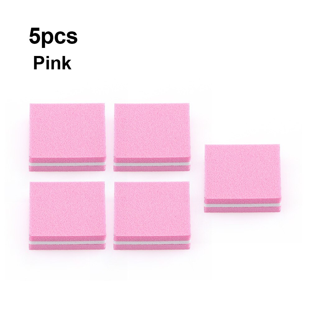 5pc svampar mini dubbelsidig nagelpolerare polerblock slipa nagelfilar trimning pedikyr manikyr vårdtillbehör verktyg: Rosa