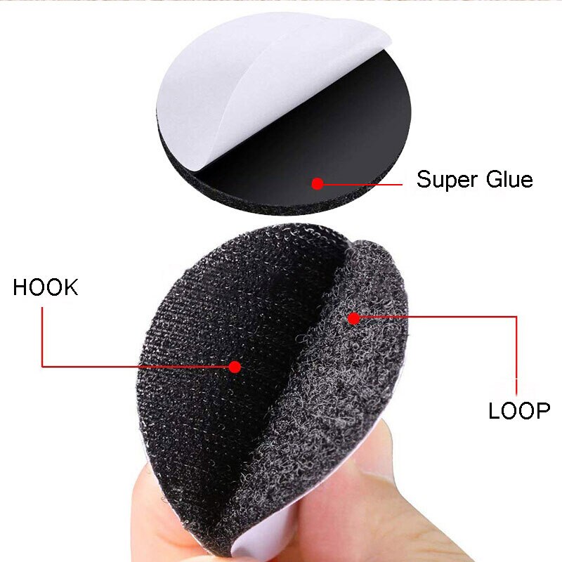 Attache auto-adhésive forte 60mm, lot de 5 à 30 paires d&#39;autocollants antidérapants pour la maison, crochet et boucles pour tapis de canapé, points adhésifs