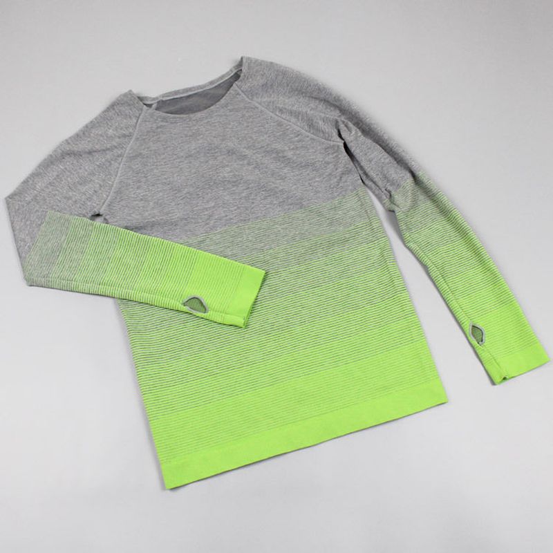 #39 -yoga-t-shirt, sport, langärmelig, farbverlauf, figurformend, herbst/winter, fitnessstudio, laufen, training, atmungsaktiv, rundhalsausschnitt: D / S 40-50kg