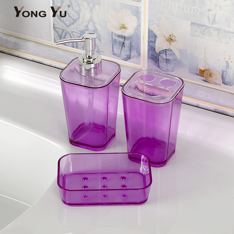 3Pcs/Set Bathroom Accessories Transparent Plastic Inlcude Soap Dispenser Toothbrush Holder Soap Dish