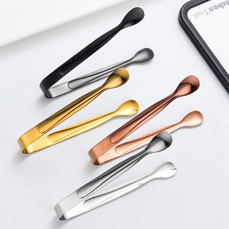 Gold Sugar Ice Cube Tongs Stainless Steel Ice Tongs Mini Metal Kitchen Food Serving Tongs Clip Tea Party Bar Kitchen Accessories